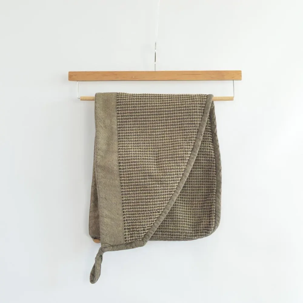 beige and black cotton hair towel
